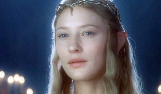 Cate Blanchett looks for ham and cheese on the set of The Lord of the Rings. 